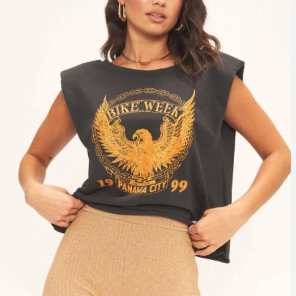 Project Social T Panama City Bike Week Crop Muscle Top Small - Picture 2 of 4